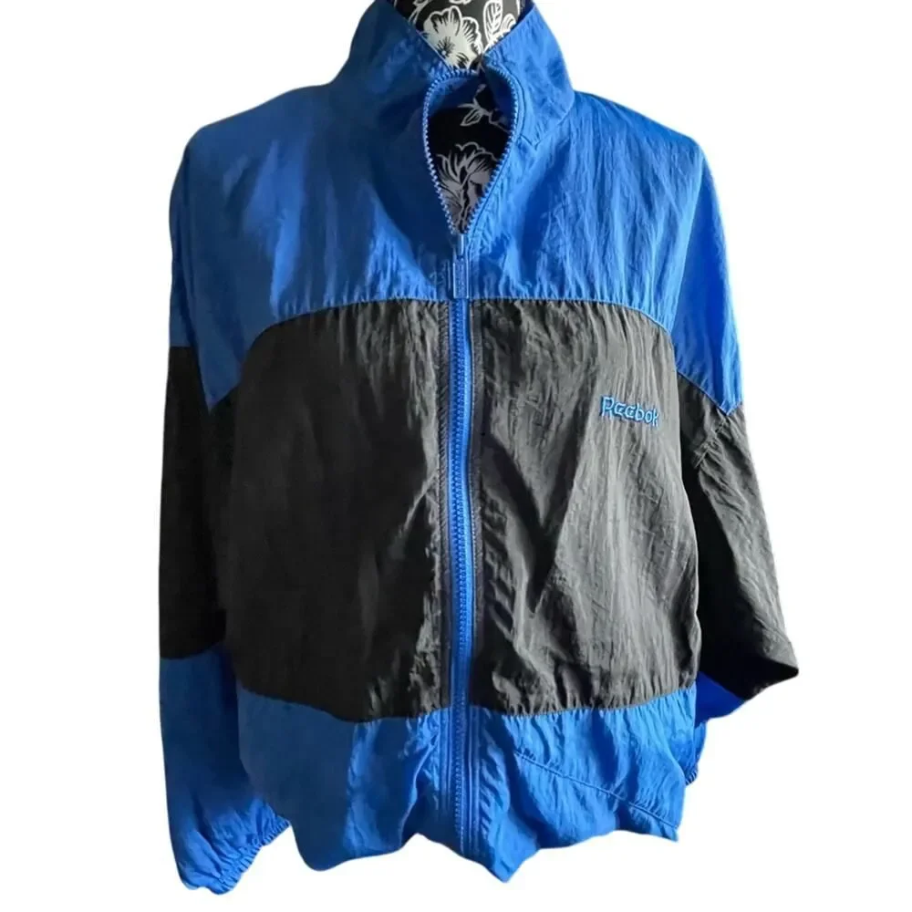 Vintage Reebok Blue & Black Windbreaker Size Large